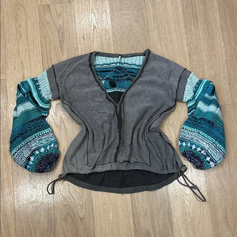 Free People Reminiscent Sweater Pullover w/ Knit Sleeves Size XS